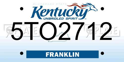 5TO2712 Kentucky License Plate