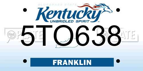 5TO638 Kentucky License Plate