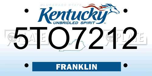 5TO7212 Kentucky License Plate