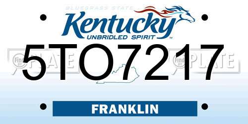 5TO7217 Kentucky License Plate