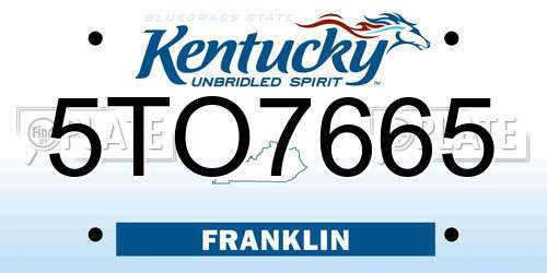 5TO7665 Kentucky License Plate