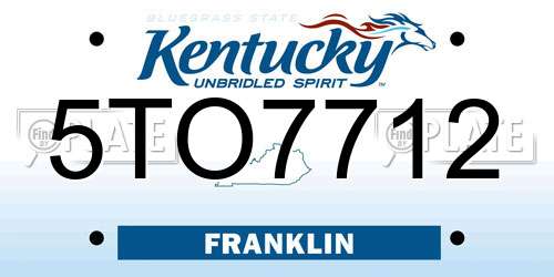 5TO7712 Kentucky License Plate