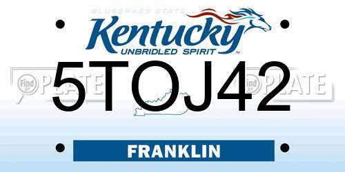 5TOJ42 Kentucky License Plate