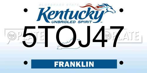 5TOJ47 Kentucky License Plate