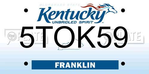 5TOK59 Kentucky License Plate