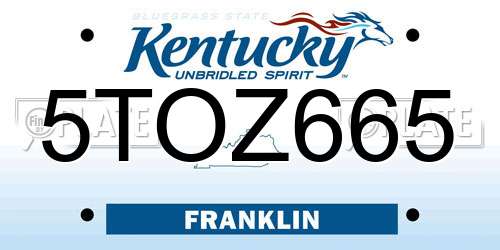 5TOZ665 Kentucky License Plate