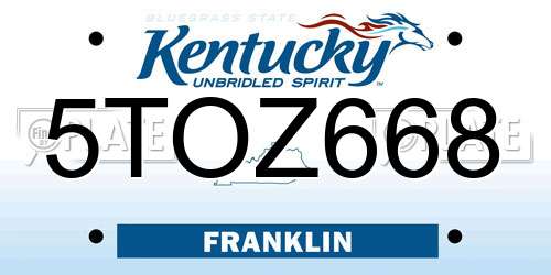 5TOZ668 Kentucky License Plate