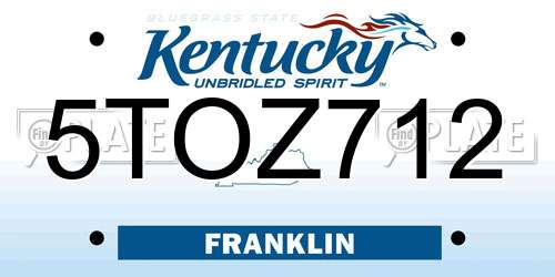 5TOZ712 Kentucky License Plate