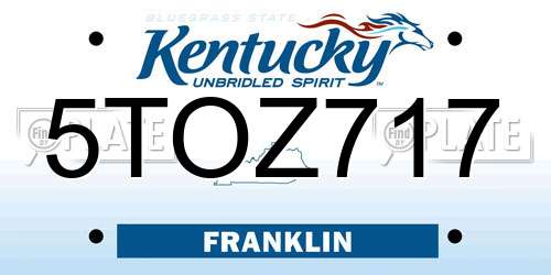 5TOZ717 Kentucky License Plate