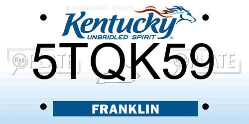 5TQK59 Kentucky License Plate
