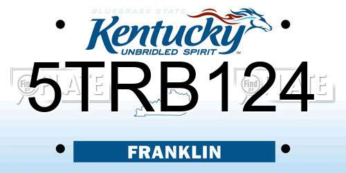 5TRB124 Kentucky License Plate