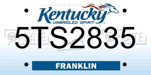 5TS2835 Kentucky License Plate