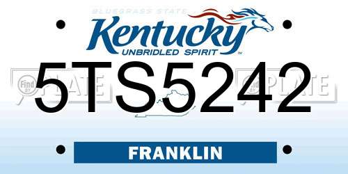 5TS5242 Kentucky License Plate