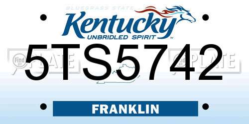 5TS5742 Kentucky License Plate
