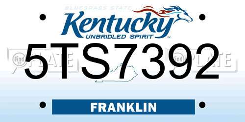 5TS7392 Kentucky License Plate