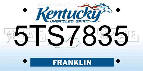 5TS7835 Kentucky License Plate