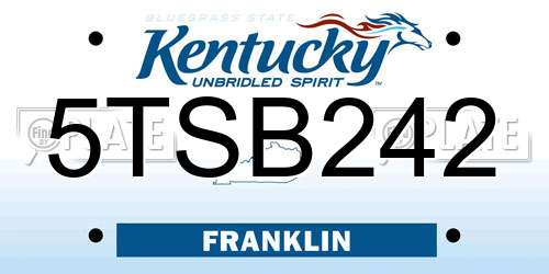 5TSB242 Kentucky License Plate