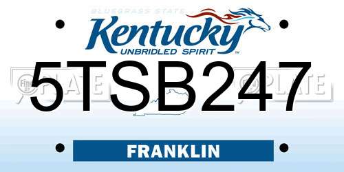5TSB247 Kentucky License Plate
