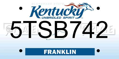 5TSB742 Kentucky License Plate