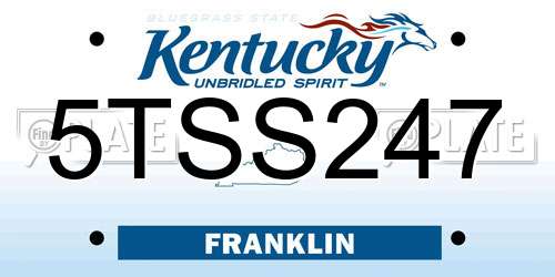5TSS247 Kentucky License Plate