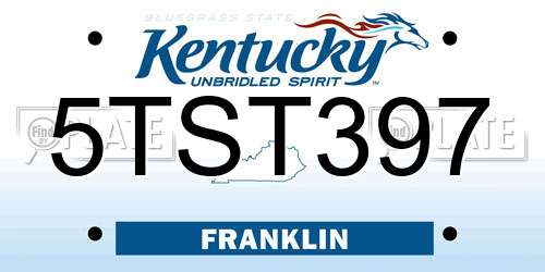 5TST397 Kentucky License Plate