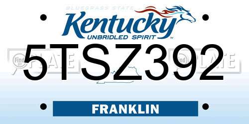 5TSZ392 Kentucky License Plate