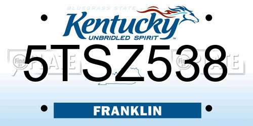 5TSZ538 Kentucky License Plate