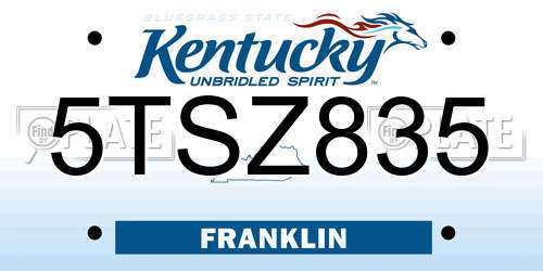 5TSZ835 Kentucky License Plate