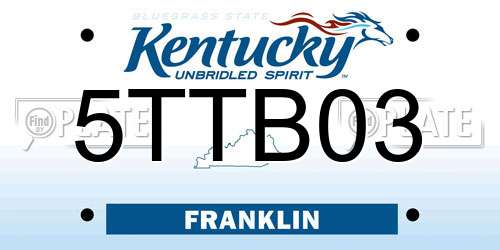 5TTB03 Kentucky License Plate