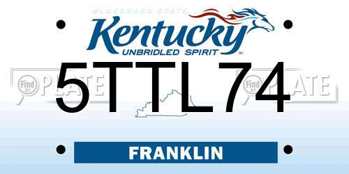 5TTL74 Kentucky License Plate