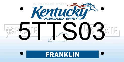 5TTS03 Kentucky License Plate