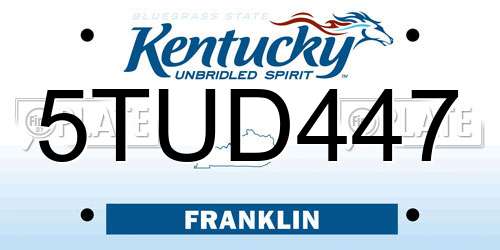 5TUD447 Kentucky License Plate