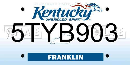 5TYB903 Kentucky License Plate
