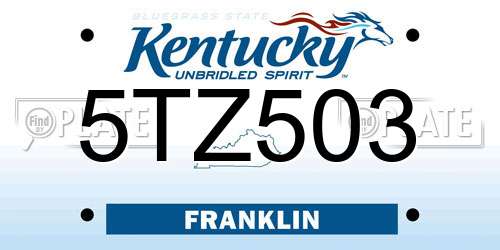 5TZ503 Kentucky License Plate