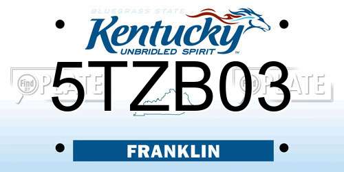 5TZB03 Kentucky License Plate