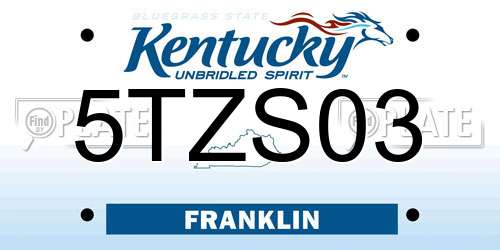 5TZS03 Kentucky License Plate