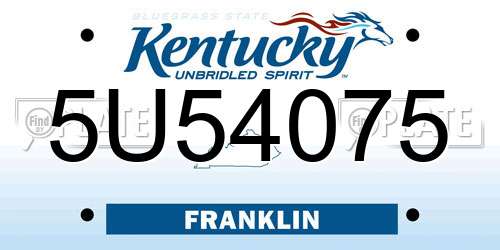5U54075 Kentucky License Plate