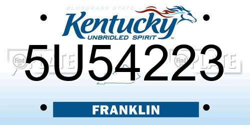 5U54223 Kentucky License Plate