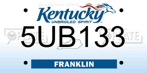 5UB133 Kentucky License Plate
