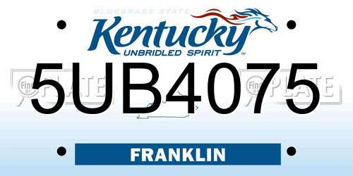5UB4075 Kentucky License Plate