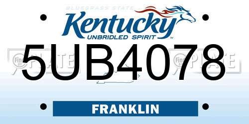 5UB4078 Kentucky License Plate