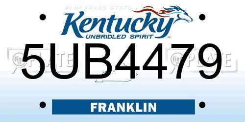 5UB4479 Kentucky License Plate