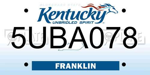 5UBA078 Kentucky License Plate