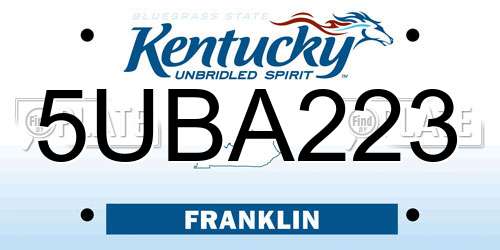 5UBA223 Kentucky License Plate
