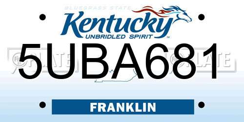 5UBA681 Kentucky License Plate