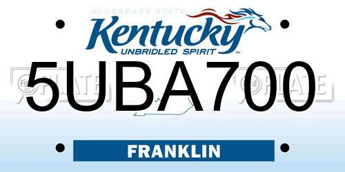 5UBA700 Kentucky License Plate