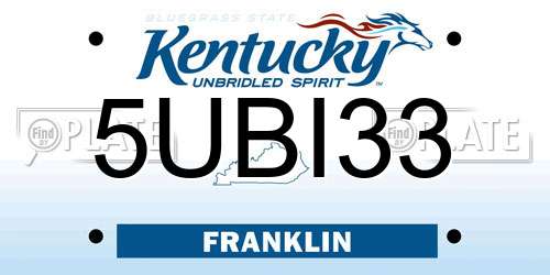 5UBI33 Kentucky License Plate