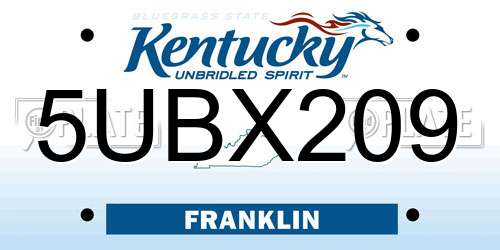 5UBX209 Kentucky License Plate