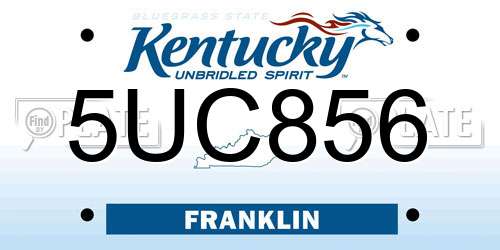 5UC856 Kentucky License Plate