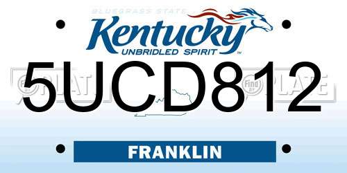 5UCD812 Kentucky License Plate